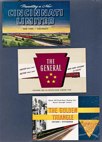 VARIOUS ARTISTS.  [PENNSYLVANIA RAILROAD / SALESMANS BOOK]. Spiral-bound book of folded posters & various promotional materials. Circa